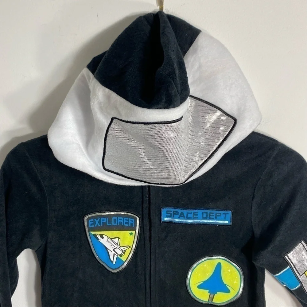 Cat & Jack Hooded Astronaut Bodysuit Pajama Costume Kids Sz XS Black Blue